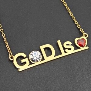 ✨God Is Love Charm Necklace Gold‎ Plated Religious Faith Jewelry 18" Christian
